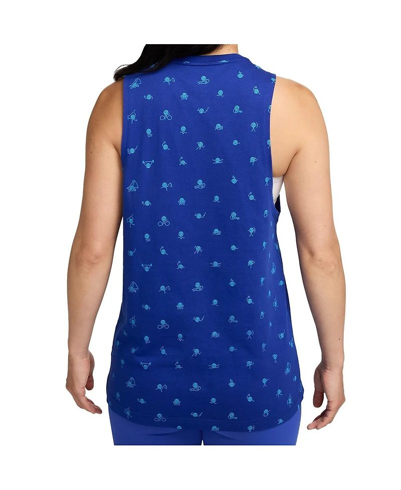 Nike Women's Blue Team Usa Icon Allover Print Muscle Tank Top