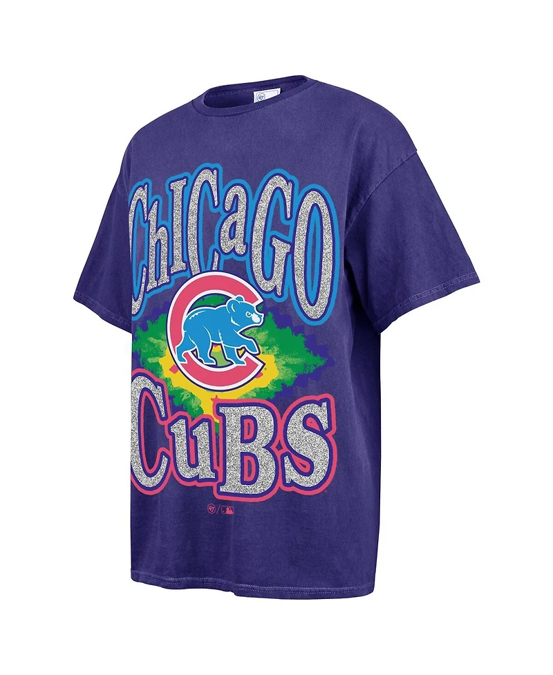 '47 Brand Women's Navy Chicago Cubs Flashing Lights Boyfriend T-Shirt