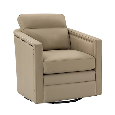 Hulala Home Jorge Contemporary Classic 28.74'' Wide Genuine Leather Swivel Chair