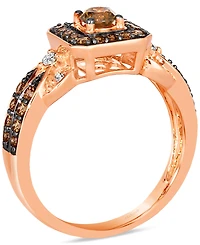 Le Vian Chocolate Diamond & Nude Diamond Halo Double Row Ring (3/4 ct. t.w.) in 14k Rose Gold