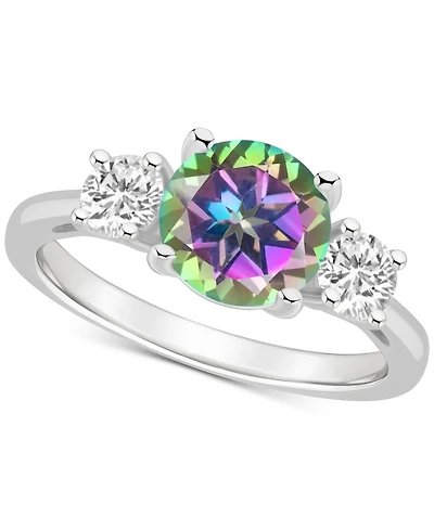 Mystic Topaz (2-3/8 ct. t.w.) & White (5/8 Three Stone Ring Sterling Silver (Also Pink Topaz)