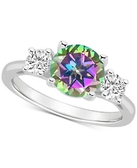 Mystic Topaz (2-3/8 ct. t.w.) & White (5/8 Three Stone Ring Sterling Silver (Also Pink Topaz)