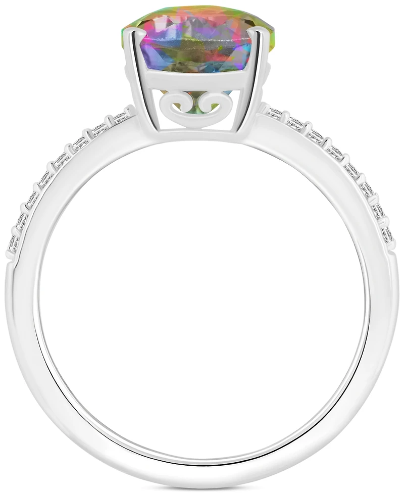 Mystic Topaz (3-5/8 ct. t.w.) & Diamond (1/10 Pear Ring Sterling Silver (Also Pink Topaz)