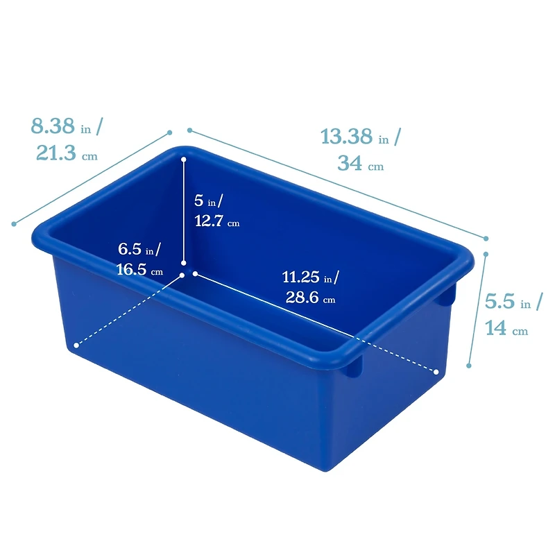 ECR4Kids Cubby Storage Bin with Lid, Blue, 10-Piece