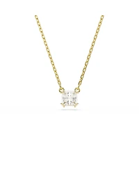 Swarovski Stilla Pendant, Square Cut, White, Gold-Tone Plated Necklace