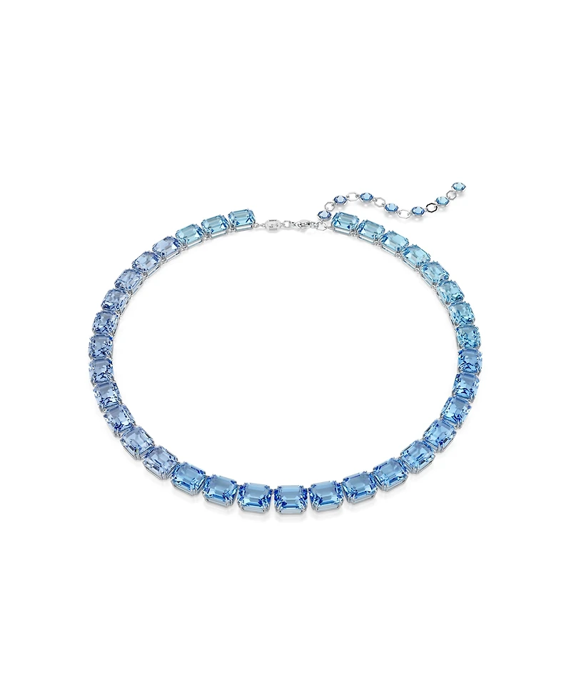 Swarovski Octagon Cut, Color Gradient, Blue, Rhodium Plated Millenia Necklace