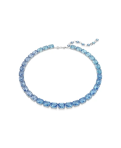 Swarovski Octagon Cut, Color Gradient, Blue, Rhodium Plated Millenia Necklace