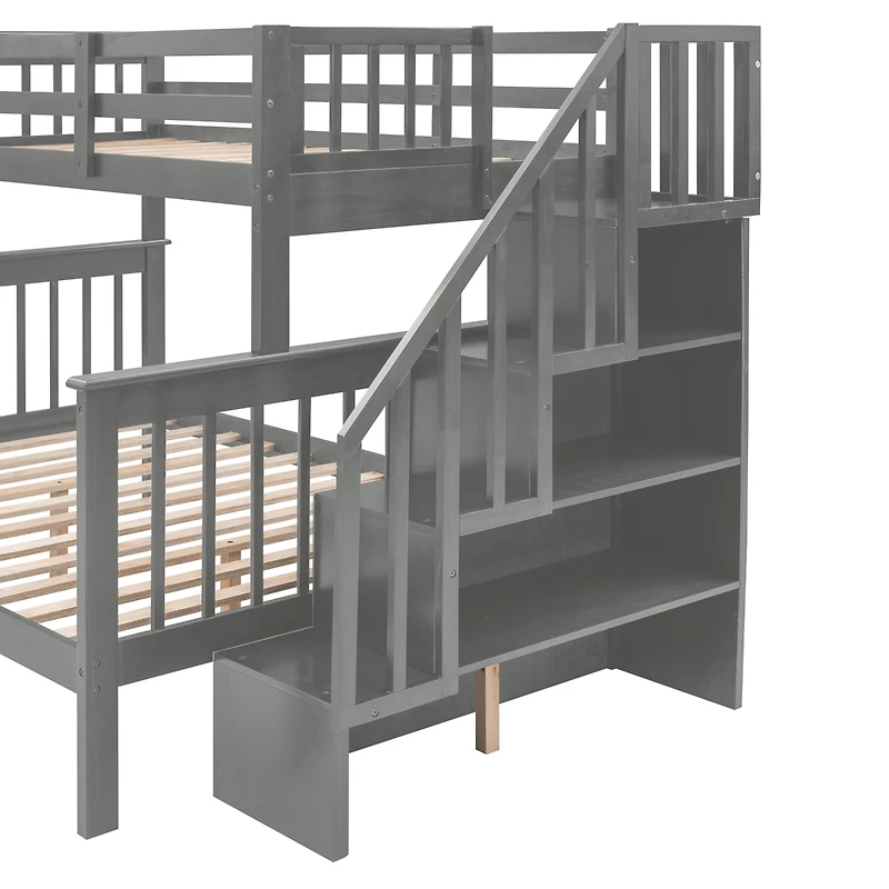 Streamdale Stairway Twin Over Full Bunk with Storage and Rail
