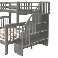 Streamdale Stairway Twin Over Full Bunk with Storage and Rail