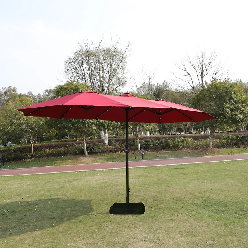 Streamdale Furniture 15' x 9' Double-Sided Crank Patio Umbrella with Vent and Uv Protection