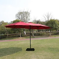 Streamdale Furniture 15' x 9' Double-Sided Crank Patio Umbrella with Vent and Uv Protection