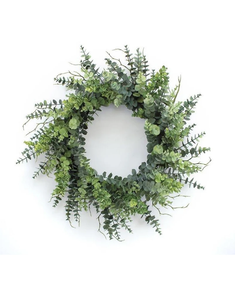 Slickblue Mixed Eucalyptus Leaf Foliage Wreath With Twig Accents 29"d