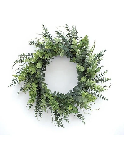 Slickblue Mixed Eucalyptus Leaf Foliage Wreath With Twig Accents 29"d