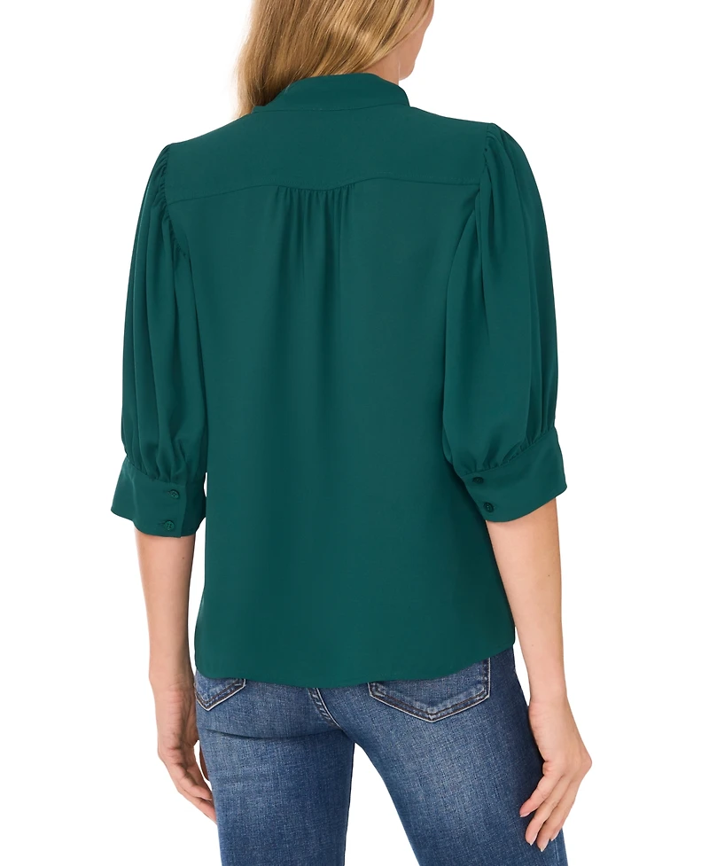 CeCe Women's 3/4-Sleeve Collared Button Down Top