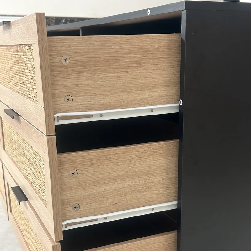 Simplie Fun Natural Rattan Dresser with Anti-Tip Design and Ample Storage