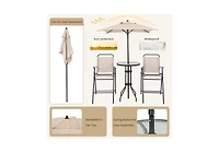 Slickblue 4 Pieces Outdoor Bar Set with Umbrella-Beige