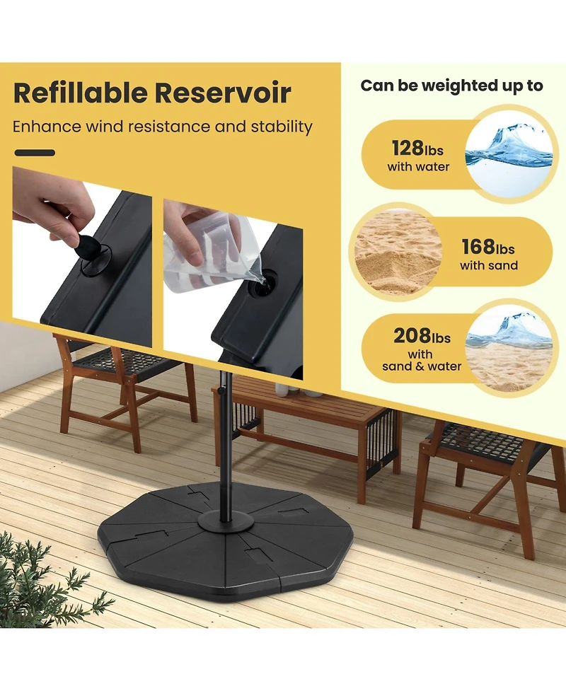 Slickblue 4-Piece Fillable Umbrella Base Stand for Garden Yard Poolside