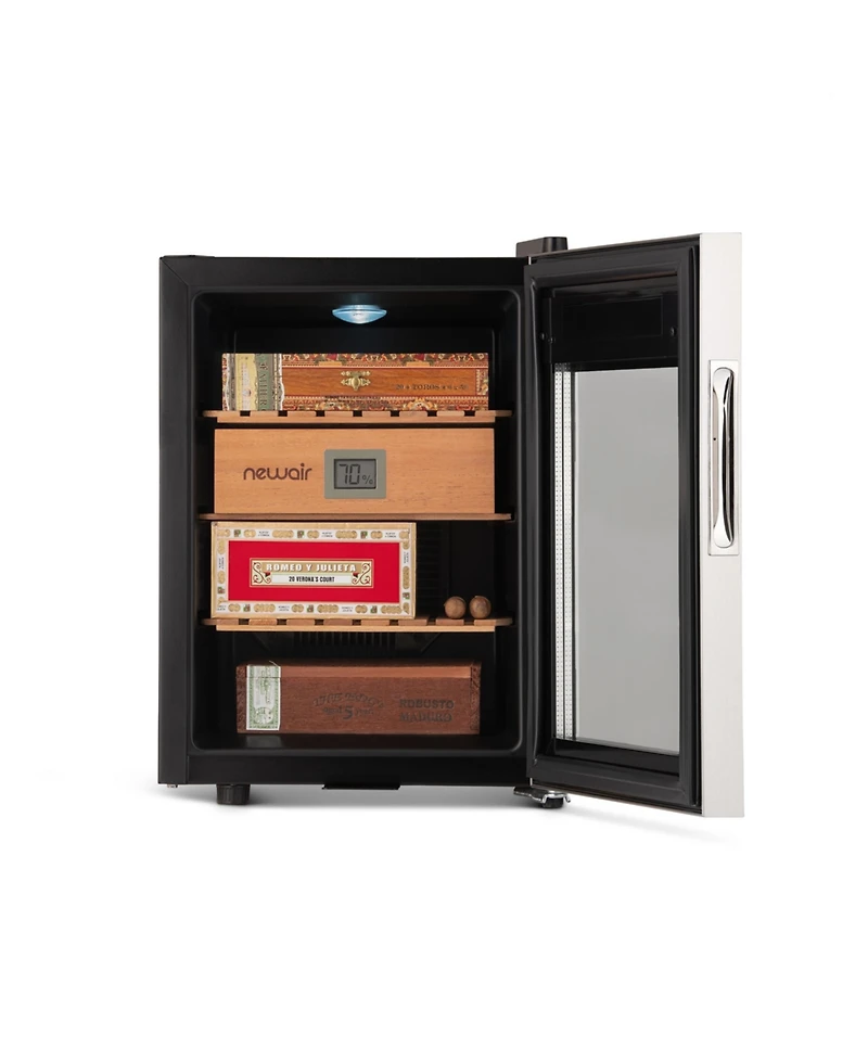 Newair 250 Count Electric Cigar Humidor Wineador in Stainless Steel, Thermoelectric Cooling with Precision Digital Temperature Controls
