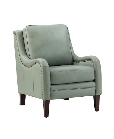 Hulala Home Traditional Pascual 27.56" Wide Genuine Leather Arm Chair with Rubber Wood Legs