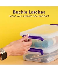 Iris Usa 10 Pack 2.7 Qt. Storage Bin with Secure Buckle-up Lid, Stackable, for Stationeries, Crafts, Toys, and Small Parts, Organization Solutions for