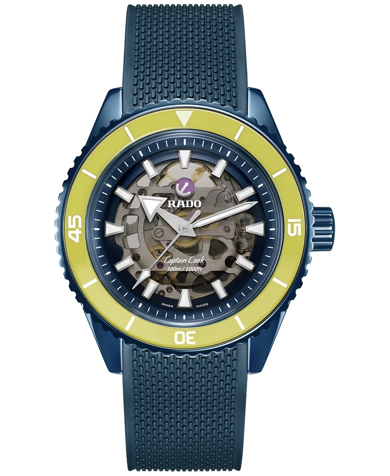 Rado Men's Swiss Automatic Captain Cook Navy Blue High-Tech Ceramic Bracelet Watch 43mm
