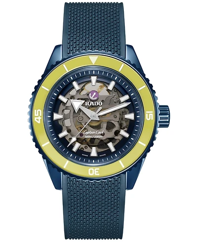 Rado Men's Swiss Automatic Captain Cook Navy Blue High-Tech Ceramic Bracelet Watch 43mm