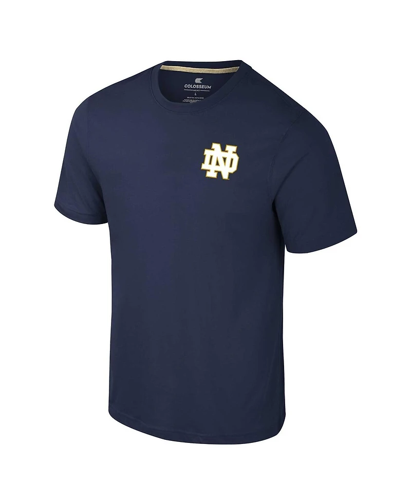 Colosseum Men's Navy Notre Dame Fighting Irish Logo Lockup 2-Hit Active Blend T-Shirt