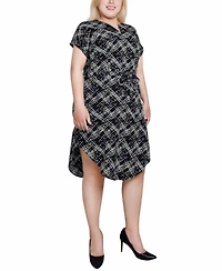 Ny Collection Plus Size Short Sleeve Tunic Dress with Belt