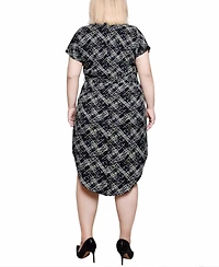 Ny Collection Plus Size Short Sleeve Tunic Dress with Belt