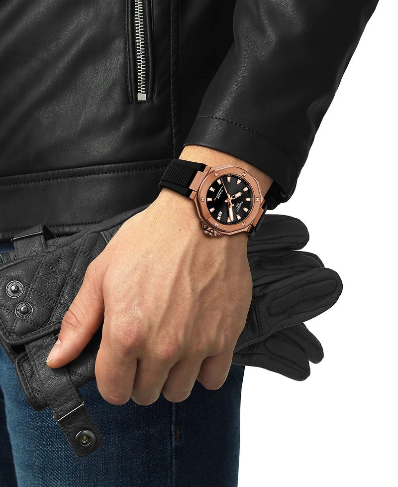 Tissot Men's Swiss Automatic T-Race Powermatic 80 Black Silicone Strap Watch 41mm