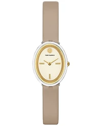 Tory Burch Women's The Oval Gray Leather Strap Watch 22mm