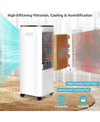 4-in-1 Evaporative Air Cooler with 12L Water Tank and 4 Ice Boxes-White