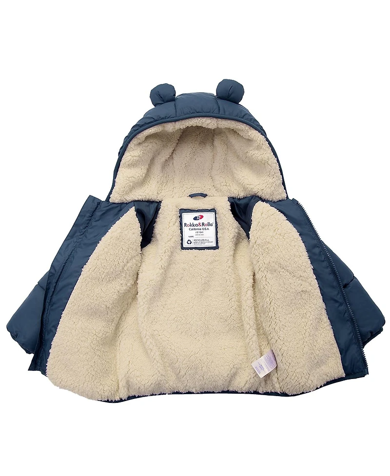 Rokka&Rolla Baby Boys Sherpa Fleece Lined Puffer Coat 6-24M