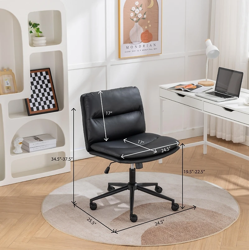 Simplie Fun Adjustable and Swivel Criss-Cross Office Chair with Wide Seat