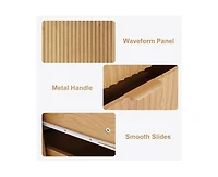 Idealhouse Wood color 3 Drawer Dresser for Bedroom, Wood Dresser with Metal Legs, 30” Tall Dresser Organizer, Modern Chest of Drawers, Large Dr