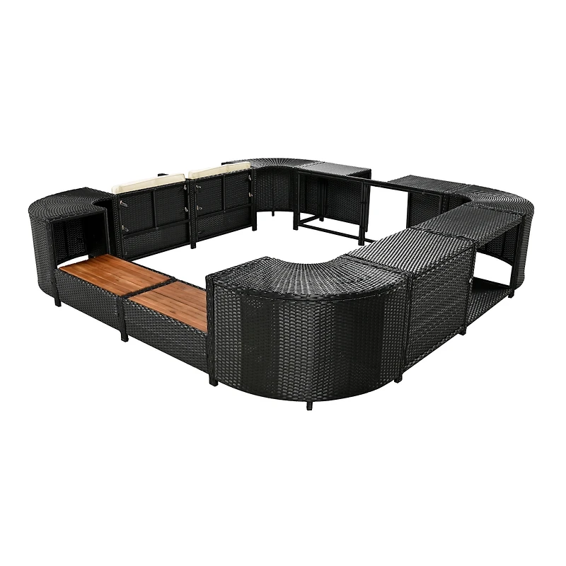 Streamdale Versatile Patio Furniture Lounge Sofa Set with Storage, Grey Rattan