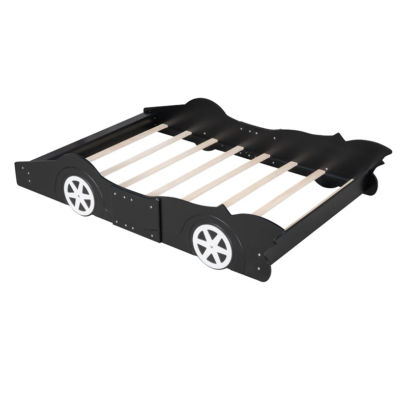 Streamdale Full Race Car-Shaped Platform Bed With Wheels