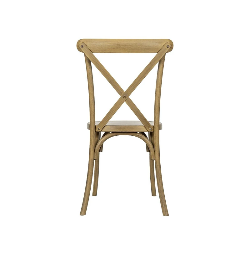 Hensler Set Of 2 Weather-Resistant Wood Look Stackable Resin Cross Back Chairs For Indoor/Outdoor Use