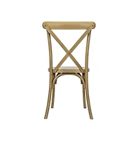 Hensler Set Of 2 Weather-Resistant Wood Look Stackable Resin Cross Back Chairs For Indoor/Outdoor Use