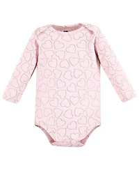 Hudson Baby Girls Cotton Long-Sleeve Bodysuits 5-Pack