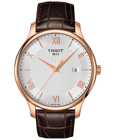 Tissot Men's Swiss Tradition Brown Leather Strap Watch 42mm