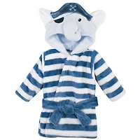 Hudson Baby Boys 2Pc Plush Animal Face Bathrobe, Pirate Elephant 0-9 Months