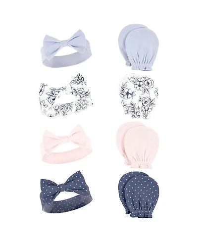 Hudson Baby Girls 8Pk Headband and Scratch Mitten Set