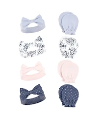 Hudson Baby Girls 8Pk Headband and Scratch Mitten Set