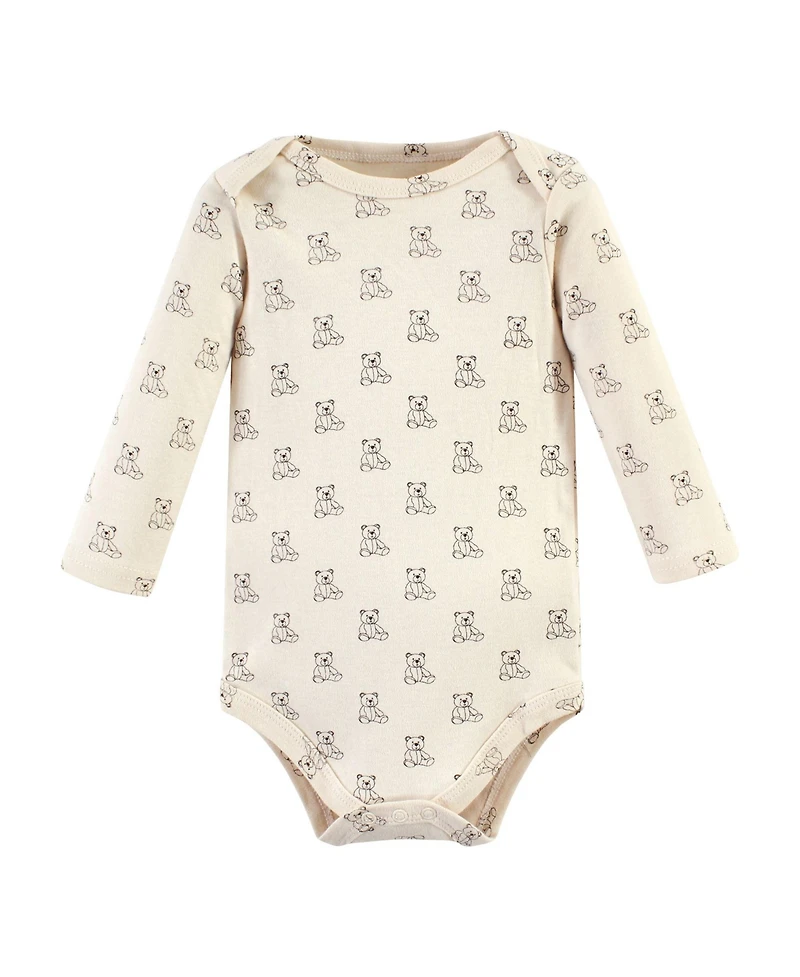 Hudson Baby Boys Unisex Soft Cotton Long-Sleeve Bodysuit 5Pk