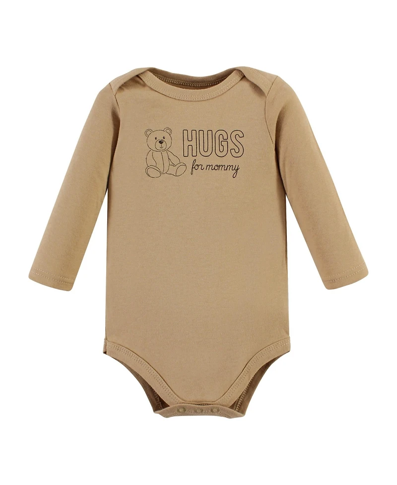 Hudson Baby Boys Unisex Soft Cotton Long-Sleeve Bodysuit 5Pk