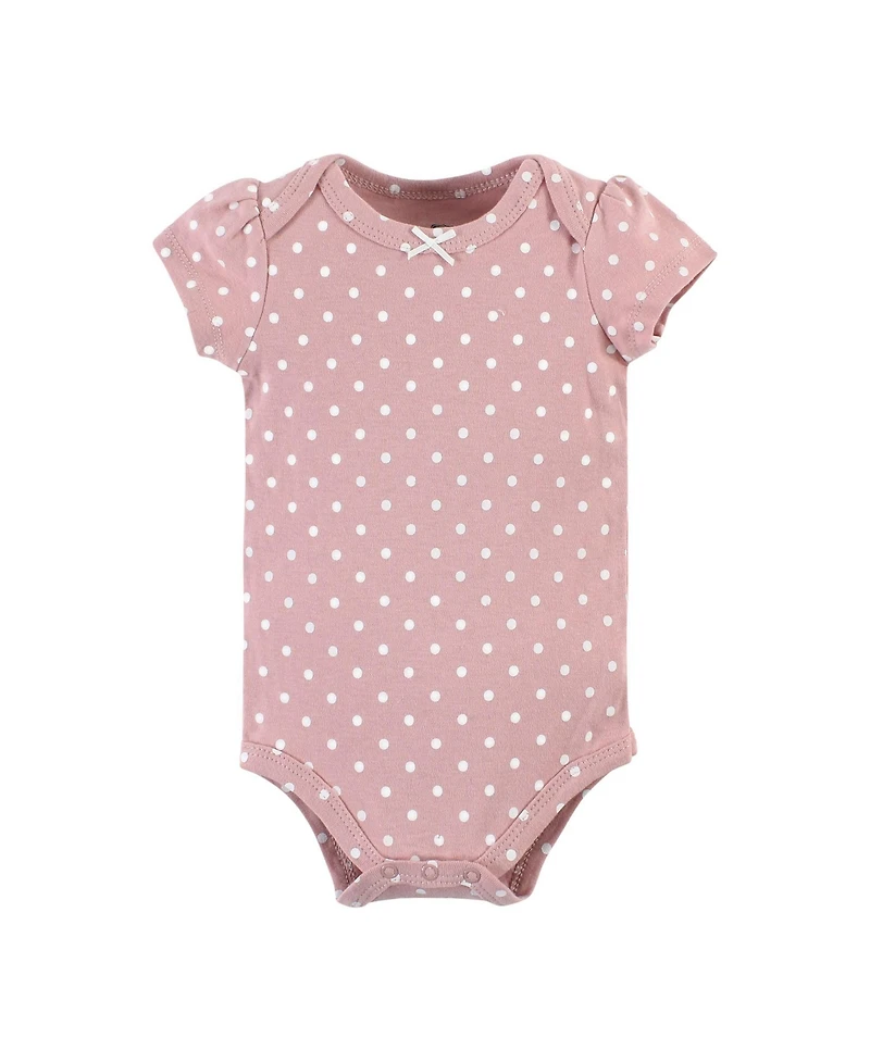 Hudson Baby Girls Cotton Bodysuits 5-Pack