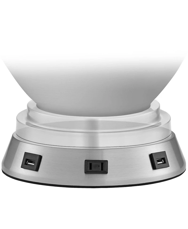 360 Lighting 1 3/4" High Lamp Base Universal Charging Usb-Outlet Workstation Silver Nickel Finish Metal Living Room Charging