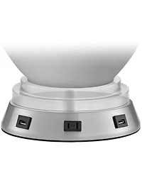 360 Lighting 1 3/4" High Lamp Base Universal Charging Usb-Outlet Workstation Silver Nickel Finish Metal Living Room Charging