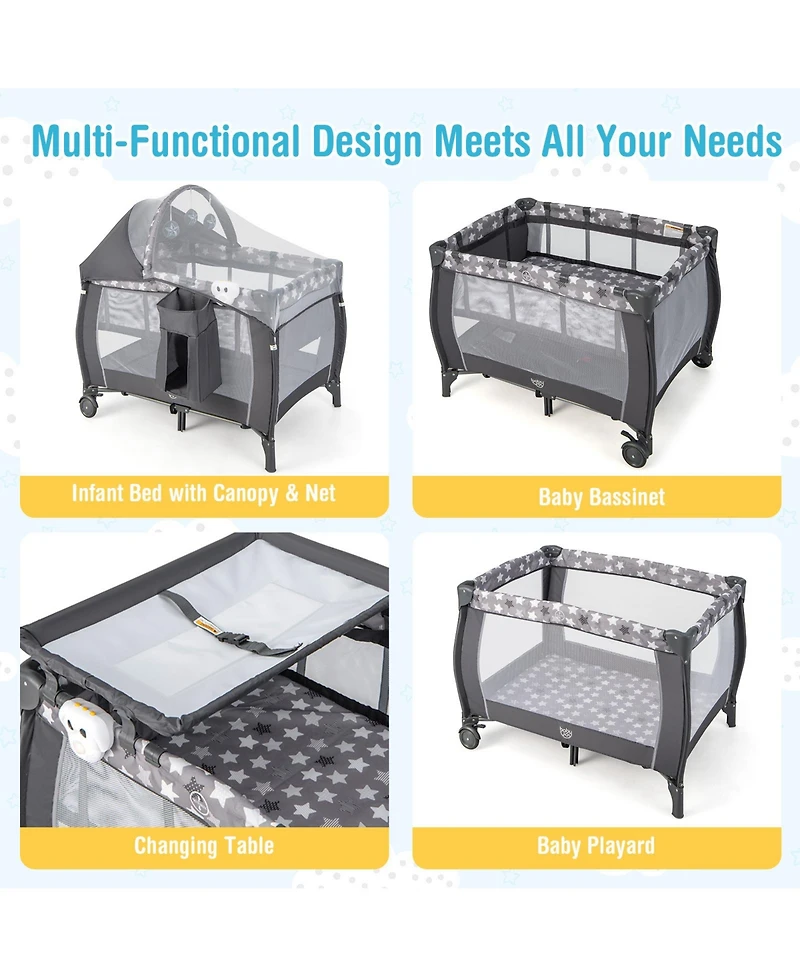 Slickblue Portable Baby Nursery Center 4-in-1 Travel Crib